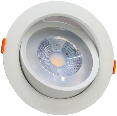 TRACON DLCOB9WW - Beépíthető álmennyezeti LED lámpatest, forgatható 200-240 V, 50Hz, 9W, 3000K, 630lm, 38°, IP20,D=115mm, EEI=G
