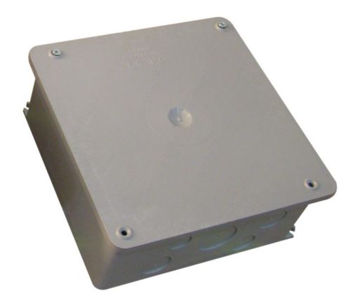 TRACON DN200X200 - Szerelődoboz műanyag, falon kívüli, szürke 200×200mm, IP44