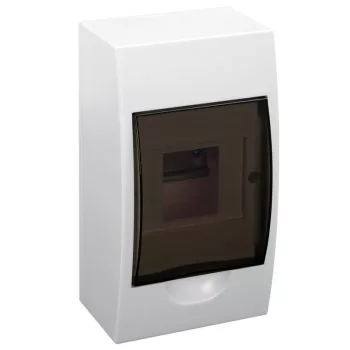   TRACON EDFK-4/1 - Falon kívüli elosztódoboz, füstszínű ajtóval, N/PE sínnel 1×4 modul, IP40, (H×W×D=200×112×92mm)