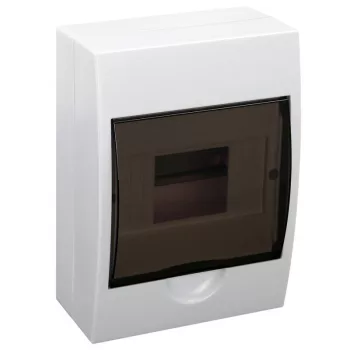   TRACON EDFK-6/1 - Falon kívüli elosztódoboz, füstszínű ajtóval, N/PE sínnel 1×6 modul, IP40, (H×W×D=200×148×95mm)