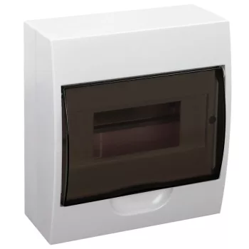   TRACON EDFK-8/1 - Falon kívüli elosztódoboz, füstszínű ajtóval, N/PE sínnel 1×8 modul, IP40, (H×W×D=200×184×95mm)