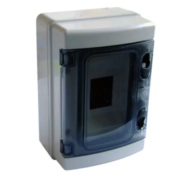   TRACON EDFKIP65-4/1 - Falon kívüli elosztódoboz, átlátszó ajtóval, N/PE sínnel 1×4 mod, H×W×D=210×140×100mm, IP65, 660V AC, 1000 V DC