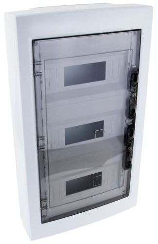 TRACON EDFKS-12/3 - Falon kívüli elosztódoboz, füstszínű-sík ajtóval, NPE nélkül 3×12 (36) modul, IP40, (H×W×D=570×330×100mm)