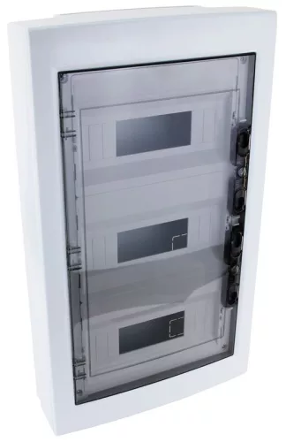 TRACON EDFKS-12/3 - Falon kívüli elosztódoboz, füstszínű-sík ajtóval, NPE nélkül 3×12 (36) modul, IP40, (H×W×D=570×330×100mm)