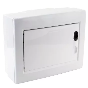   TRACON EDFKSN-8/1 - Falon kívüli elosztódoboz, fehér-sík ajtóval, NPE nélkül 1×8 (8) modul, IP40, (H×W×D=195×240×90mm)