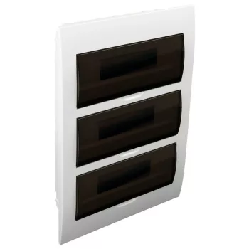   TRACON EDS-14/3 - Süllyesztett elosztódoboz, füstszínű ajtóval, N/PE sínnel 3×14 (42) modul, IP40, (H×W×D=455×293×76mm)