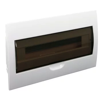   TRACON EDS-18/1 - Süllyesztett elosztódoboz, füstszínű ajtóval, N/PE sínnel 1×18 modul, IP40, (H×W×D=216×363×76mm)