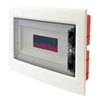   TRACON EDSS-12/1 - Süllyesztett elosztódoboz, füstszínű-sík ajtóval, NPE nélkül 1×12 (12) modul, IP40, (H×W×D=200x256x66mm)