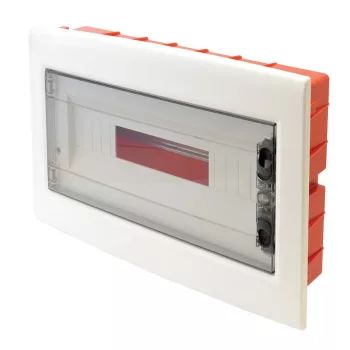  TRACON EDSS-18/1 - Süllyesztett elosztódoboz, füstszínű-sík ajtóval, NPE nélkül 1×18 (18) modul, IP40, (H×W×D=270×440×85 mm)