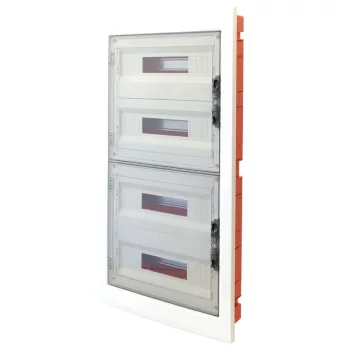   TRACON EDSS-18/4 - Süllyesztett elosztódoboz, füstszínű-sík ajtóval, NPE nélkül 4×18 (72) modul, IP40, (H×W×D=860×440×95mm)