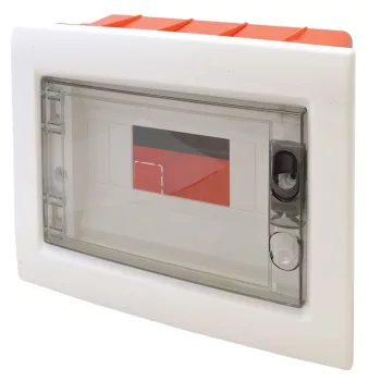   TRACON EDSS-8/1 - Süllyesztett elosztódoboz, füstszínű-sík ajtóval, NPE nélkül 1×8 (8) modul, IP40, (H×W×D=180×220×88mm)