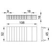 TRACON EDTM - Takaróidom elosztódobozokba, szabad modulnyílások lefedésére L=108mm, 1×6 mod.(2×1mod.+8×1/2mod.)
