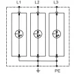 TRACON ESPD1+2-50-3P - T1+T2 AC típusú túlfeszültséglevezető, egybeépített Uc:385V; Iimp:50kA; In:50kA; Imax:160kA; Up:2,5kV; 3P