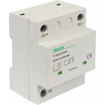   TRACON ESPD1+2-DC50-1000 - T1+T2 DC típusú túlfeszültséglevezető, egybeépített Ucpv: 1200V; Iimp:12,5kA; In:20kA; Imax:50kA; Up:4kV