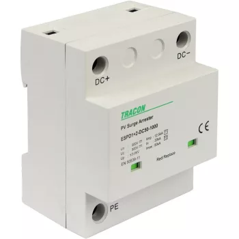   TRACON ESPD1+2-DC50-600 - T1+T2 DC típusú túlfeszültséglevezető, egybeépített Ucpv: 800V; Iimp:12,5kA; In:20kA; Imax:50kA; Up:3kV