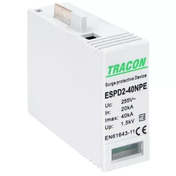   TRACON ESPD2-40NPE - T2 AC típusú túlfeszültség levezető betét 40 NPE Uc:275/255V; In:20kA; Imax:40kA; Up:1,3/1,5kV
