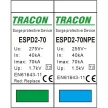 TRACON ESPD2-70-1+1P - T2 AC típusú túlfeszültség levezető, cserélhető betéttel Uc:275/255V; In:40kA; Imax:70kA; Up:1,7/1,5kV; 1+1P