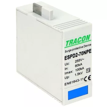   TRACON ESPD2-70NPE - T2 AC típusú túlfeszültség levezető betét 70 NPE Uc:275/255V; In:40kA; Imax:70kA; Up:1,7/1,5kV