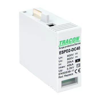  TRACON ESPD2-DC40-600V - T2 DC típusú V túlfeszültség levezető betét 600V Ucpv: 800V; In:20kA; Imax:40kA; Up:2,6kV; Var