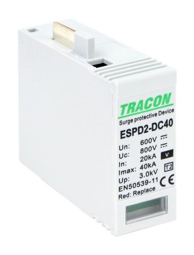 TRACON ESPD2-DC40-600V - T2 DC típusú V túlfeszültség levezető betét 600V Ucpv: 800V; In:20kA; Imax:40kA; Up:2,6kV; Var
