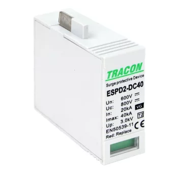   TRACON ESPD2-DC40-600VG - T2 DC típusú VG túlfeszültséglevezető betét 600V Ucpv: 800V; In:20kA; Imax:40kA; Up:2,6kV; Var+GTD