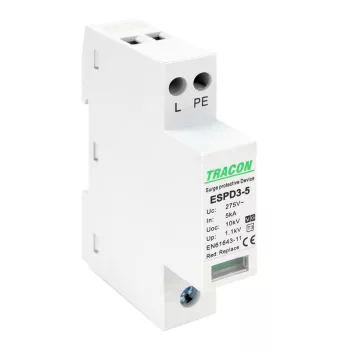  TRACON ESPD3-5-1+1P - T3 AC típusú túlfeszültség levezető, egybeépített Uc:275V; In:5kA; Uoc:10kV; Up:1,2kV; 1+1P