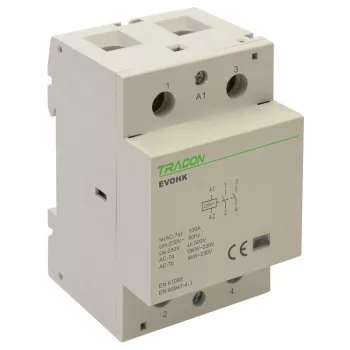   TRACON EVOHK2-80 - Installációs kontaktor 230V, 50Hz, 3 Mod, 2×NO, AC1/AC7a, 80A,