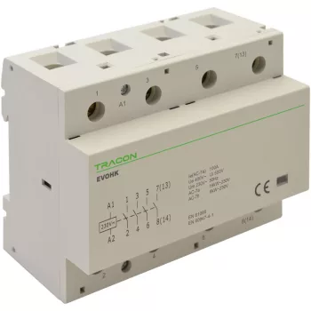   TRACON EVOHK4-100 - Installációs kontaktor 230V, 50Hz, 4 Mod, 4×NO, AC1/AC7a, 100A,
