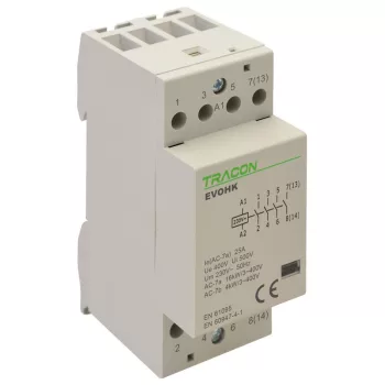   TRACON EVOHK4-25 - Installációs kontaktor 230V, 50Hz, 2 Mod, 4×NO, AC1/AC7a, 25A,