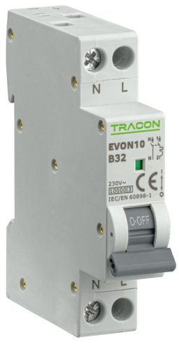 TRACON EVON10B32 - Kismegszakító, 1+N pólus, B karakterisztika 32A, B, 1P+N, 10kA