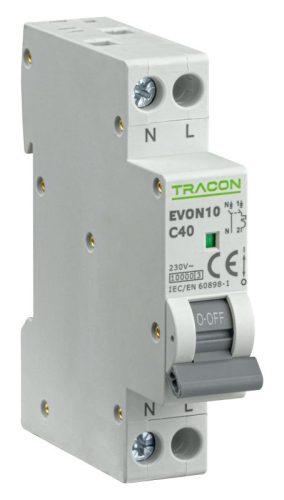 TRACON EVON10C40 - Kismegszakító, 1+N pólus, C karakterisztika 40A, C, 1P+N, 10kA