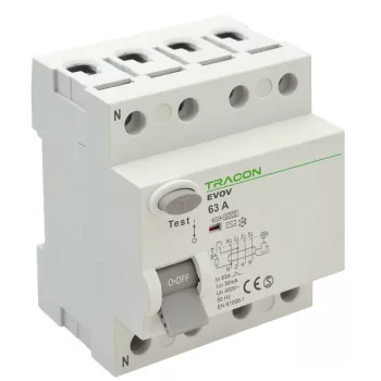   TRACON EVOV4P4003 - Áram-védőkapcsoló, 4 pólusú 40A, 30mA, 6kA, AC