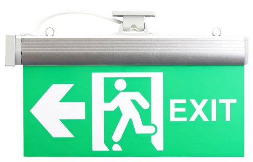 TRACON EXIT-04-J - Élvilágítós LED kijáratjelző ragasztható piktogramokkal 230V, 50Hz, 36×LED, 3h, 3,7V / 600mAh, NI-Cd, IP30