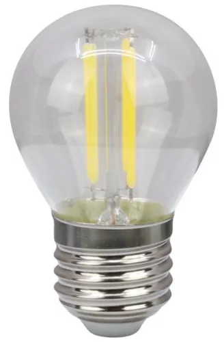 TRACON FILG454NW - COG LED gömb fényforrás, átlátszó 230 VAC, E27, 4W, 470 lm, G45, 4000K, EEI=E