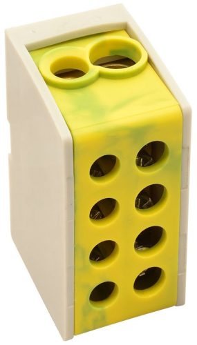 TRACON FLE-25ZS - Főáramköri leágazó kapocs, sínre szerelhető, zöld/sárga 2×25mm2 / 2×25mm2, 400VAC, 101A