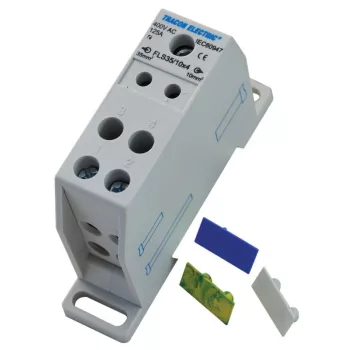   TRACON FLS35/10X4 - Fővezetéki leágazó sorkapocs, sínre szerelhető 1×35mm2 / 4×10mm2, 400VAC, 125A, MULTICOLOR