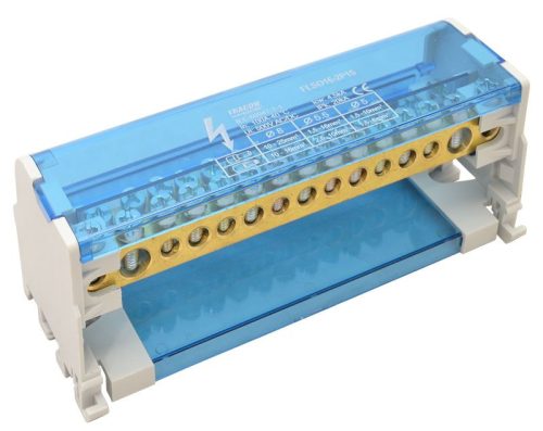 TRACON FLSO25-2P11 - Moduláris elosztóblokk nyitható fedéllel 2×25(25)mm2 / 4×10(6)mm2, 5×16(10)mm2, 500VAC/DC, 100A