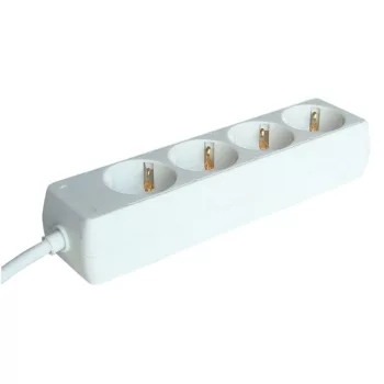   TRACON H4 - Hordozható elosztósáv, normál, fehér 4×SCHUKO, 1,5m, max.16A, 250VAC, 3680W, 3x1,0mm2, H05VV-F