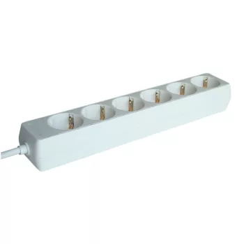   TRACON H6-5M - Hordozható elosztósáv, normál, fehér 6×SCHUKO, 5m, max.16A, 250VAC, 3680W, 3x1,5mm2, H05VV-F
