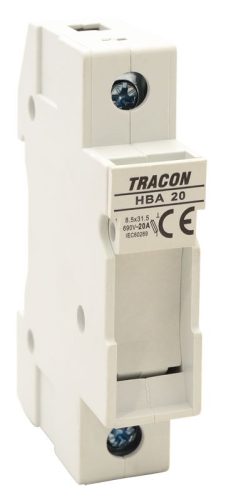 TRACON HBA-1P-20 - Szakaszolókapcsoló-biztosító hengeres bizt.hoz, maszkolható 20A, 8x32mm; Un=230V/400V