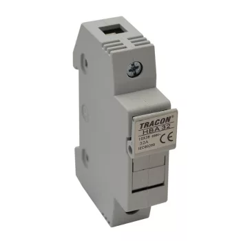   TRACON HBA-1P-32 - Szakaszolókapcsoló-biztosító hengeres bizt.hoz, maszkolható 32A, 10x38mm; Un=230V/400V