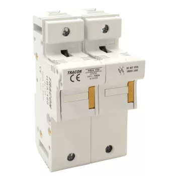   TRACON HBA-2P-100 - Szakaszolókapcsoló-biztosítóhengeres bizt.hoz, maszkolható 100A; 22x58mm; Un=230V/400V