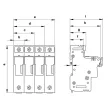 TRACON HBA-2P-100 - Szakaszolókapcsoló-biztosítóhengeres bizt.hoz, maszkolható 100A; 22x58mm; Un=230V/400V