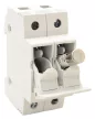 TRACON HBA-2P-32 - Szakaszolókapcsoló-biztosítóhengeres bizt.hoz, maszkolható 32A, 10x38mm; Un=230V/400V