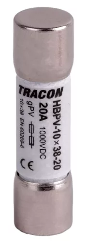 TRACON HBPV-10X38-20 - Hengeres biztosító PV gPV, 20A,1000VDC,10kA,10x38