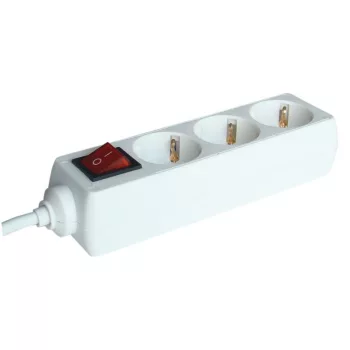   TRACON HK3 - Hordozható elosztósáv kapcsolóval, normál, fehér 3×SCHUKO, 1,5m, max.16A, 250VAC, 3680W, 3x1,0mm2, H05VV-F