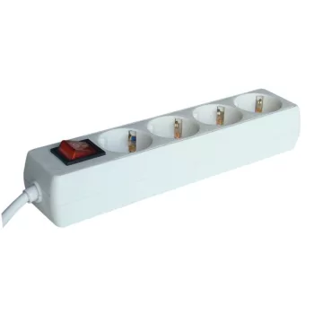   TRACON HK4-5M - Hordozható elosztósáv kapcsolóval, normál, fehér 4×SCHUKO, 5m, max.16A, 250VAC, 3680W, 3x1,5mm2, H05VV-F