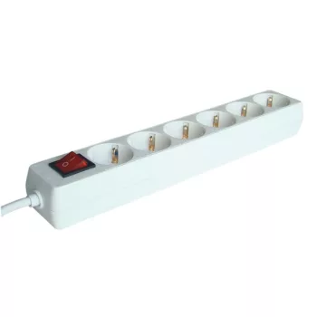   TRACON HK6-5M - Hordozható elosztósáv kapcsolóval, normál, fehér 6×SCHUKO, 5m, max.16A, 230V, 3680W, 3x1,5mm2, H05VV-F