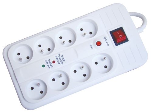 TRACON HNKTMF8-3M-KT - Négyzetes 8-as elosztó kapcsolóval+túlfesz+ túláram+koax+tel 8×FRENCH, 3m, max.16A, 250VAC, 3680W, H05VV-F