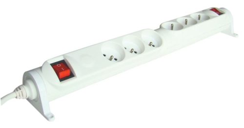 TRACON HRRKF3/3 - Forgatható-rögzíthető-csapos kivitelű elosztósáv, kapcsolós 2×3×FRENCH, 3m, max.16A, 250VAC, 3680W, 3x1,5mm2, H05VV-F